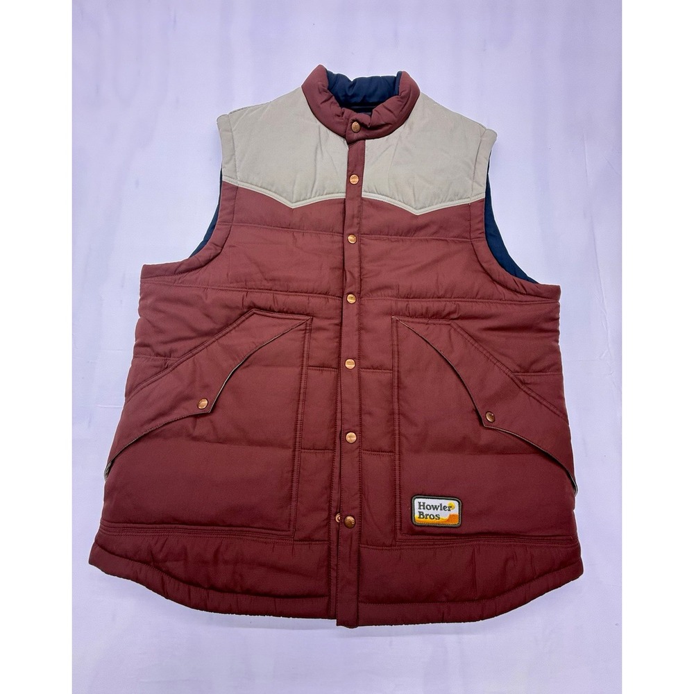Howler Bros Insulated Colorblock Puffer Vest Snap Front Lined Men's XL